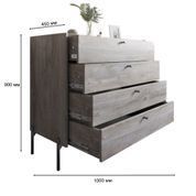 Комод с 4 ящиками LION Wood с золотыми ножками 100х90х45 см Бетон style (LION-042959) LION-042959 фото 3