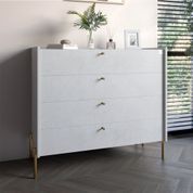 Комод с 4 ящиками LION Wood с золотыми ножками 100х90х45 см Бетон style (LION-042959) LION-042959 фото 1