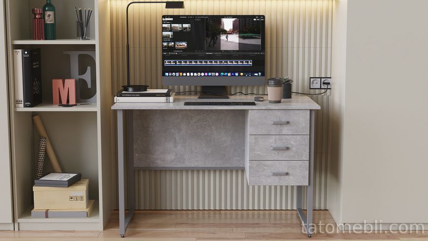 Комп'ютерний стіл Ferrum-decor Гаррі 75x140x70 сірий ДСП Бетон 32 мм (FRD-107306) FRD-107306 фото
