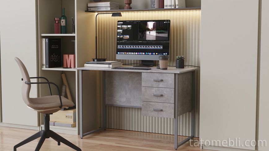 Комп'ютерний стіл Ferrum-decor Гаррі 75x140x70 сірий ДСП Бетон 32 мм (FRD-107306) FRD-107306 фото