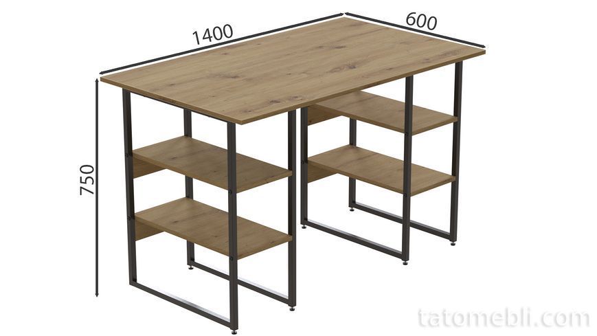 Компьютерный стол Ferrum-decor Карэн 75x140x60 черный ДСП Дуб Артизан 16мм (FRD-107256) FRD-107256 фото