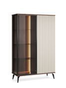 Витрина высокая с подсветкой Вичи / Vici WT103 2-дверная Орех/кашемир Perfect Home Польша (PFH-091278) PFH-091278 фото 5