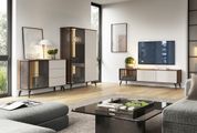 Витрина высокая с подсветкой Вичи / Vici WT103 2-дверная Орех/кашемир Perfect Home Польша (PFH-091278) PFH-091278 фото 9