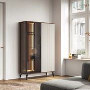 Витрина высокая с подсветкой Вичи / Vici WT103 2-дверная Орех/кашемир Perfect Home Польша (PFH-091278) PFH-091278 фото 1