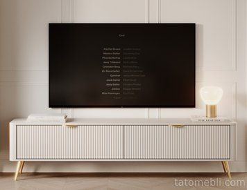 Тумба під телевізор Perfect Home Ланте / Lante 2-дверна з золотими ніжками 2D/163 Беж (PFH-091118) PFH-091118 фото
