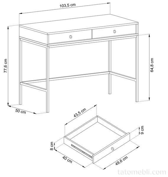 Стол туалетный Perfect Home Моно/Mono с 2 ящиками и золотыми ножками MT104 Кашемир (PFH-091723) PFH-091723 фото