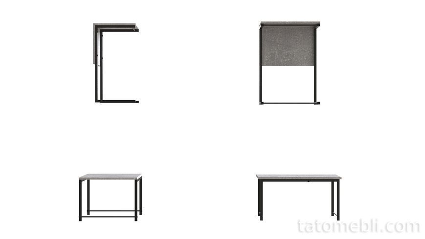 Стіл журнальний приставний Террі Комбо Ferrum-decor 345x662x440 Чорний метал ДСП Бетон 16 мм (FRD-105142) FRD-105142 фото
