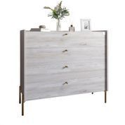 Комод с 4 ящиками LION Wood с золотыми ножками 100х90х45 см Самоа Дымчатый (LION-042962) LION-042962 фото 2