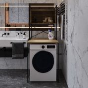 Стелаж-полиця Бафрум 403 Ferrum-decor для пральної машини 178x70,5x60,5 Чорний метал ДСП Дуб Евок Прибережний 16 мм (FRD-107594) FRD-107594 фото 1