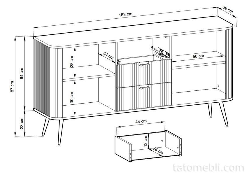 Комод Perfect Home Зова/Zova 2-дверный с 3 ящиками и черными ножками KSZ168 Черный (PFH-091370) PFH-091370 фото