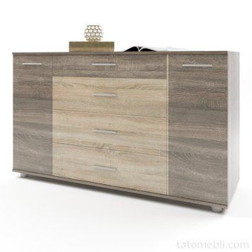 Комод для гостиной Эверест Бриз К-6 130х38х72.5 сонома + трюфель (телескопы) (DTM-2477) DTM-2477 фото