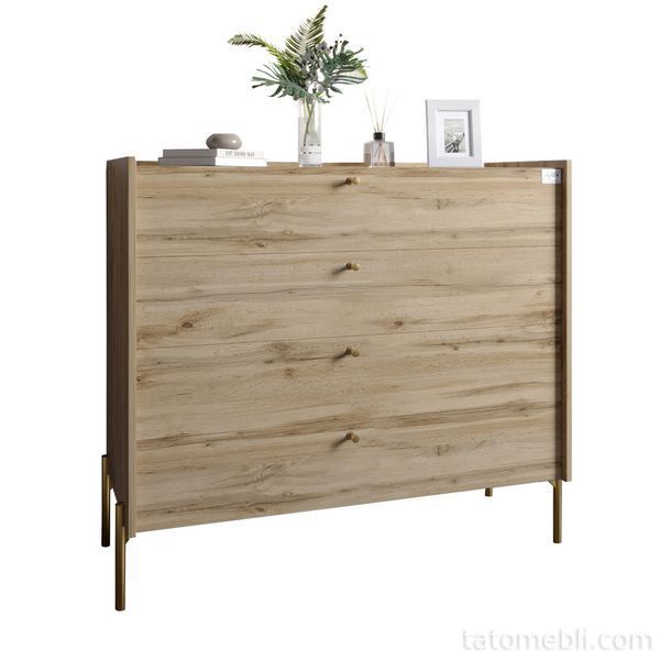 Комод с 4 ящиками LION Wood с золотыми ножками 100х90х45 см Дуб Аппалачи (LION-042963) LION-042963 фото