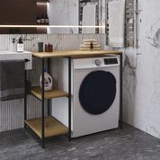 Стелаж-полиця Бафрум 405 Ferrum-decor для пральної машини 90x101x60,5 Чорний метал ДСП Дуб Артизан 16 мм (FRD-107396) FRD-107396 фото 1