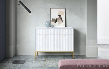 Комод Perfect Home Нова / Nova 2-дверний з 2 шухлядами і золотими ніжками KSZ104 Білий (PFH-091217) PFH-091217 фото