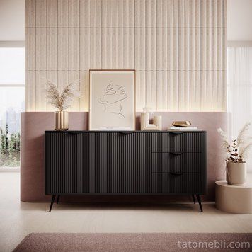Комод Perfect Home Ланте / Lante 2-дверний з 3 шухлядами і чорними ніжками 2D3S/163 Чорний (PFH-091115) PFH-091115 фото