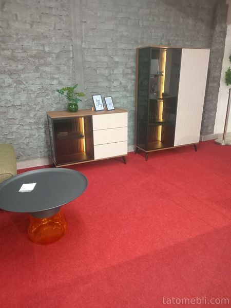 Комод з підсвіткою Вічі / Vici KSZ103 1-дверний з 3 шухлядами Горіх/кашемір Perfect Home Польща (PFH-091277) PFH-091277 фото
