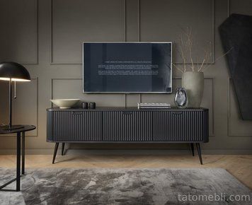 Тумба під телевізор Perfect Home Зова / Zova 3-дверна з чорними ніжками RTV168 Чорний (PFH-091368) PFH-091368 фото