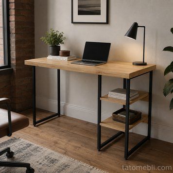 Стіл письмовий Кевін Ferrum-decor 75x100x60 Чорний метал ДСП Дуб Евок Прибережний 32 мм (FRD-108048) FRD-108048 фото