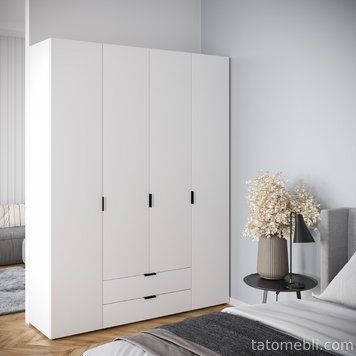 Шкаф распашной Сота С180 (178х50х240) Белый-короткая ручка DM7263 фото