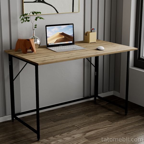Стол раскладной Морис Ferrum-decor 750x900x500 Черный металл ДСП Дуб Эвок Прибрежный 16 мм (FRD-107498) FRD-107498 фото