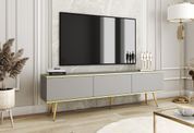 Тумба під телевізор Perfect Home Оро / Oro 3-дверна з золотими ніжками RTV175 Сірий (PFH-091320) PFH-091320 фото 1