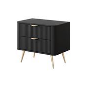 Тумба приліжкова Perfect Home Ланте / Lante з 2 шухлядами і золотими ніжками 2S Чорний (PFH-091195) PFH-091195 фото 1