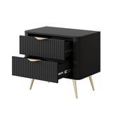 Тумба приліжкова Perfect Home Ланте / Lante з 2 шухлядами і золотими ніжками 2S Чорний (PFH-091195) PFH-091195 фото 2