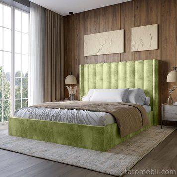 Двоспальне ліжко LION Ніно 160x200 см SILK 201 Фісташковий (LION-045041) LION-045041 фото