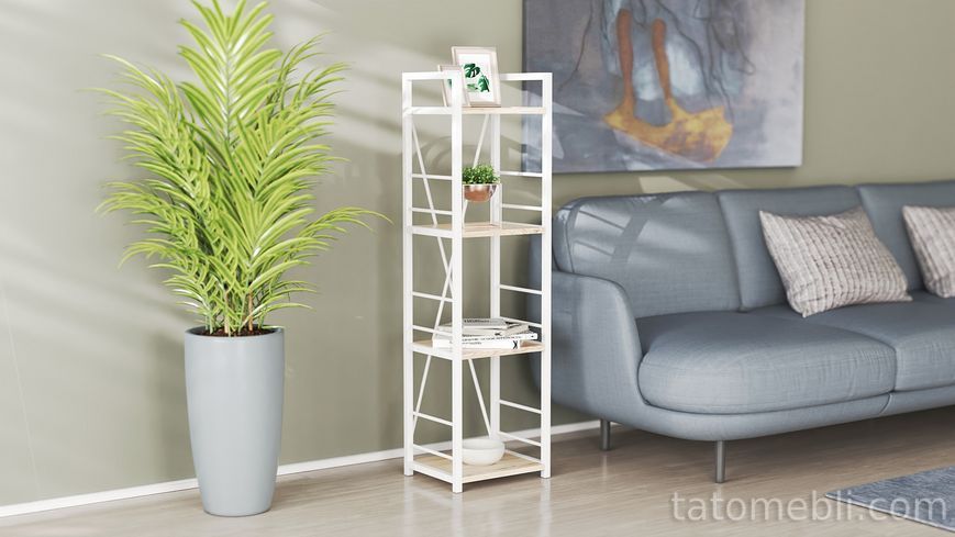 Етажерка 4/34 Ferrum-decor Серії Конект 120x34x28 білий ДСП Дуб Сан-Марино 16мм (FRD-104278) FRD-104278 фото
