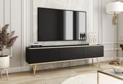 Тумба под телевизор Perfect Home Оро/Oro 3-дверная с золотыми ножками RTV175 Черный (PFH-091321) PFH-091321 фото 1