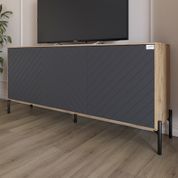 Тумба под телевизор с черными металлическими ножками LION Амарант 168x40x76,5 см Дуб Аппалачи/Графітовий (LION-043004) LION-043004 фото 1