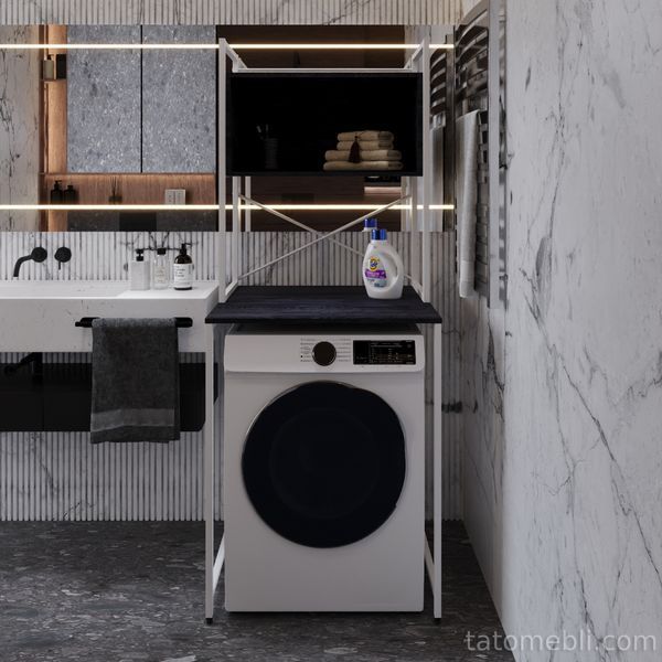 Стелаж-полиця Бафрум 403 Ferrum-decor для пральної машини 178x70,5x60,5 Білий метал ДСП Каштан Арвадонна 16 мм (FRD-107600) FRD-107600 фото