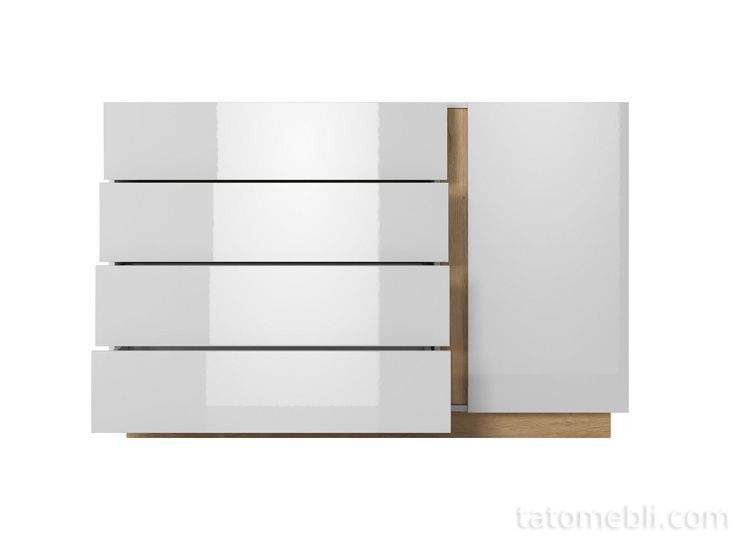 Комод Perfect Home Арко / Arco 1-дверний з 4 шухлядами 1D4S/138 Білий глянець/дуб грандсон (PFH-091044) PFH-091044 фото