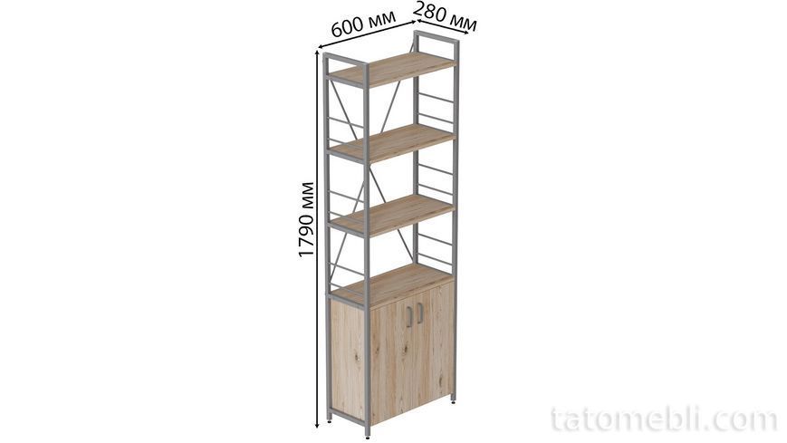 Етажерка 4/60 Ferrum-decor Серії Конект з тумбою 179x60x28 Сірий ДСП Сан-Марино (FRD-102478) FRD-102478 фото