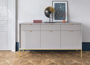 Комод Perfect Home Нова / Nova 3-дверний з 3 шухлядами і золотими ніжками KSZ154 Сірий (PFH-091243) PFH-091243 фото