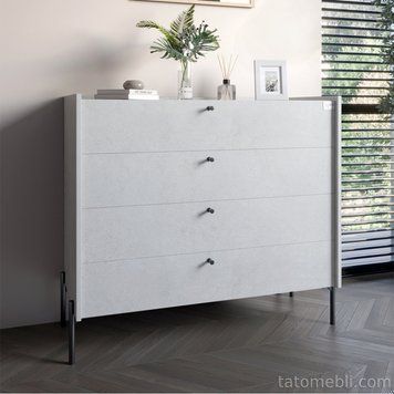 Комод із 4 шухлядами LION Wood із чорними ніжками 100х90х45 см Бетон style (LION-042974) LION-042974 фото