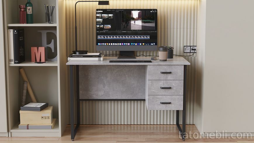 Комп'ютерний стіл Ferrum-decor Гаррі 75x140x70 чорний ДСП Бетон 16 мм (FRD-107307) FRD-107307 фото
