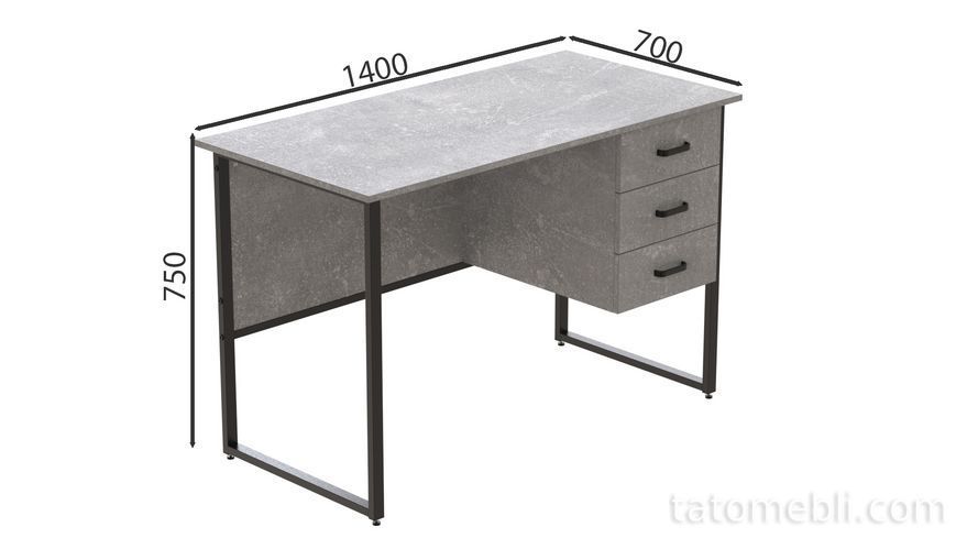 Комп'ютерний стіл Ferrum-decor Гаррі 75x140x70 чорний ДСП Бетон 16 мм (FRD-107307) FRD-107307 фото