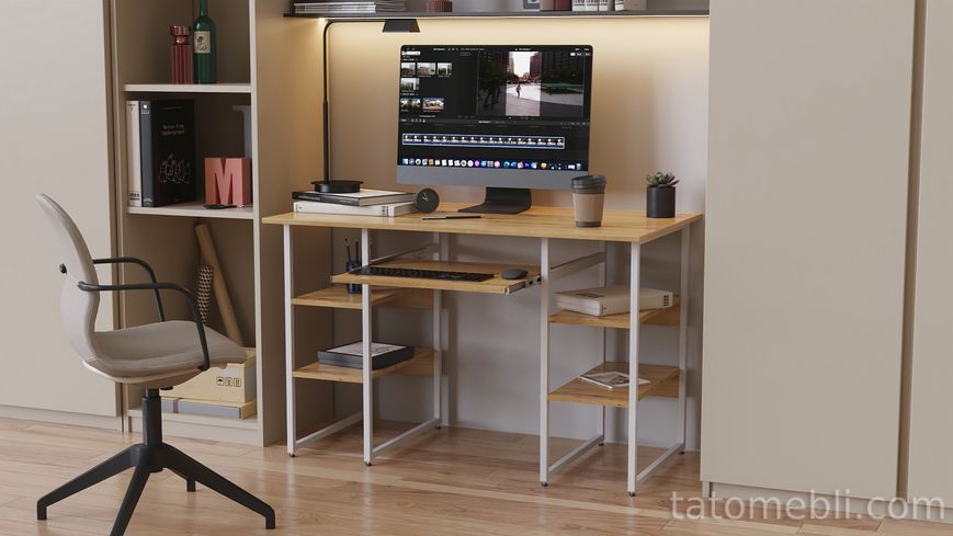 Комп'ютерний стіл Ferrum-decor Тім 75x140x70 білий ДСП Дуб Артизан 16 мм (FRD-106957) FRD-106957 фото