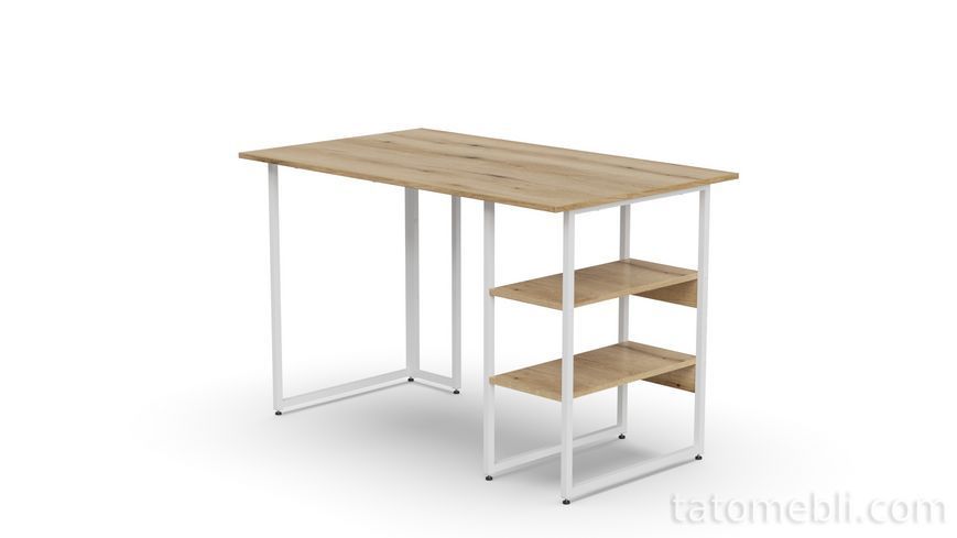 Стол письменный Кевин Ferrum-decor 75x140x60 Белый металл ДСП Дуб Евок Прибрежный 16 мм (FRD-108058) FRD-108058 фото