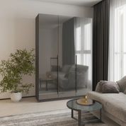 Шафа 3-дверна MebelStar Оскар Gloss ДСП BL-B, стандарт 150x52x220 см Антрацит MBS-GL-141 фото