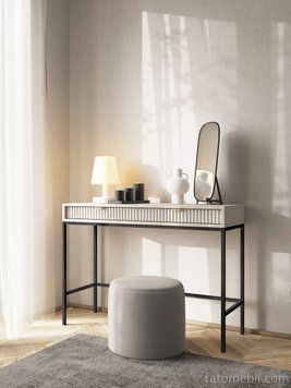 Стіл туалетний Perfect Home Нова / Nova з 2 шухлядами та чорними ніжками T104 Кашемір (PFH-091270) PFH-091270 фото