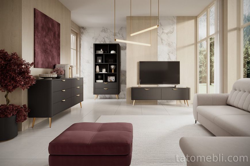 Комод Perfect Home Ланте/Lante с 6 ящиками и золотыми ножками 6S/163 Черный (PFH-091190) PFH-091190 фото