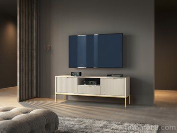 Тумба під телевізор Perfect Home Нова / Nova 2-дверна з 1 шухлядою і золотими ніжками RTV154 Кашемір (PFH-091228) PFH-091228 фото