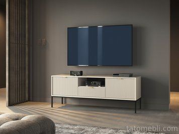 Тумба під телевізор Perfect Home Нова / Nova 2-дверна з 1 шухлядою і чорними ніжками RTV154 Кашемір (PFH-091230) PFH-091230 фото