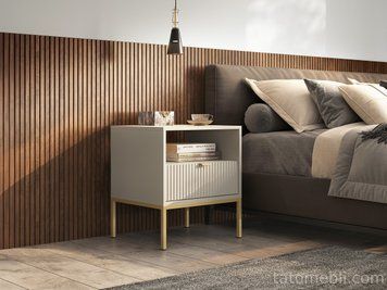 Тумба приліжкова Perfect Home Нова / Nova з 1 шухлядою і золотими ніжками S54 Кашемір (PFH-091255) PFH-091255 фото