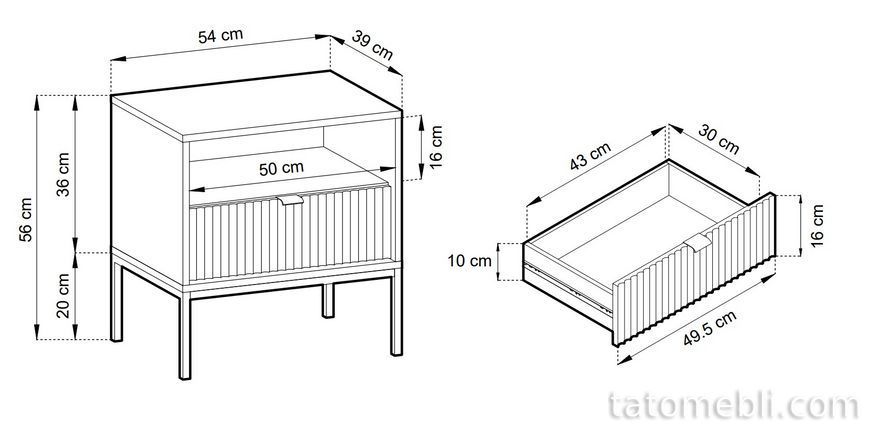 Тумба прикроватная Perfect Home Новая/Nova с 1 ящиком и золотыми ножками S54 Кашемир (PFH-091255) PFH-091255 фото