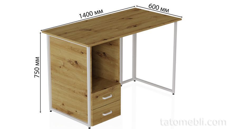 Компьютерный стол Ferrum-decor Отто 75x140x60 белый ДСП Дуб Артизан 16мм (FRD-107011) FRD-107011 фото